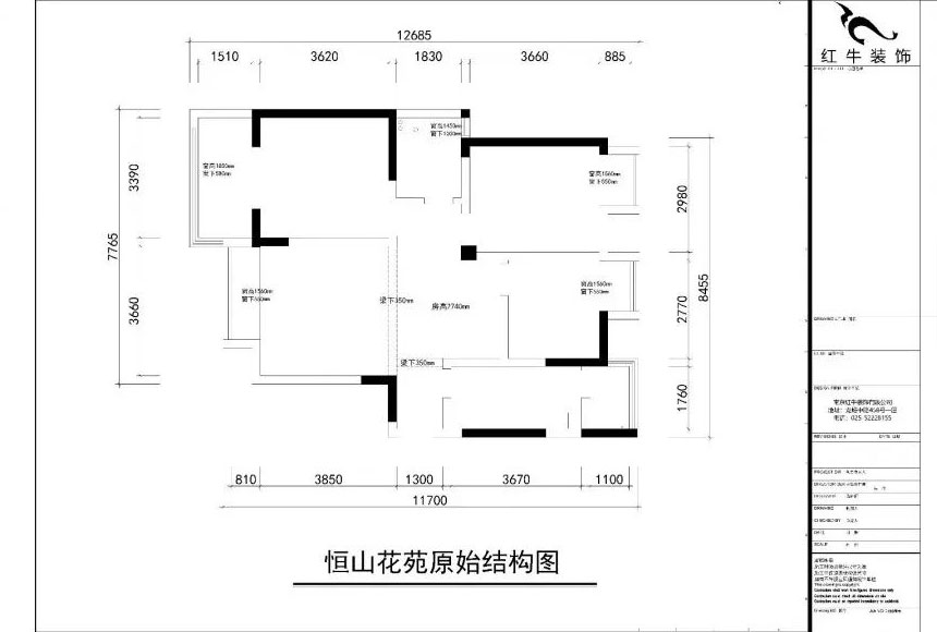 南京恒山花苑106㎡簡歐風格--靜享優(yōu)雅生活03恒山花苑原始結構圖