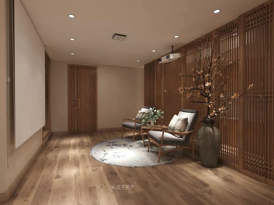 南京大華錦繡時代160㎡中式風(fēng)格--健身房+家庭影院，這才是向往的生活！05負(fù)一樓設(shè)計_家庭影院落地花瓶