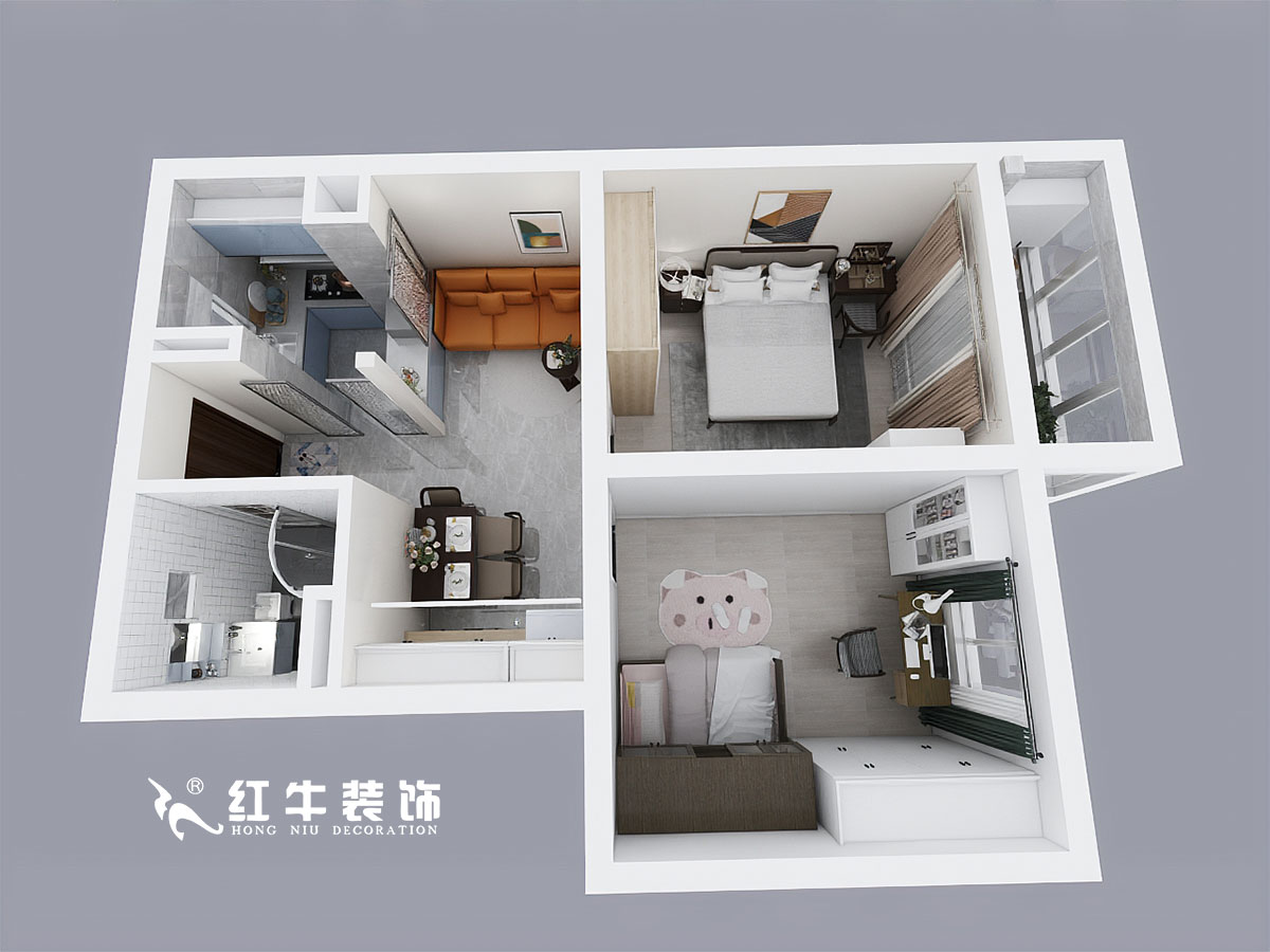 熊皓宇_唱經(jīng)樓5-1502-70㎡-現(xiàn)代簡約風格_2室1廳1衛(wèi)_成品家￥97800→00鳥瞰圖