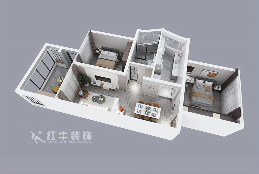 劉曉芳_21世紀現(xiàn)代城28-106-97㎡-現(xiàn)代風(fēng)格_2室2廳1衛(wèi)（老房裝修）_定制家￥126500_全包14