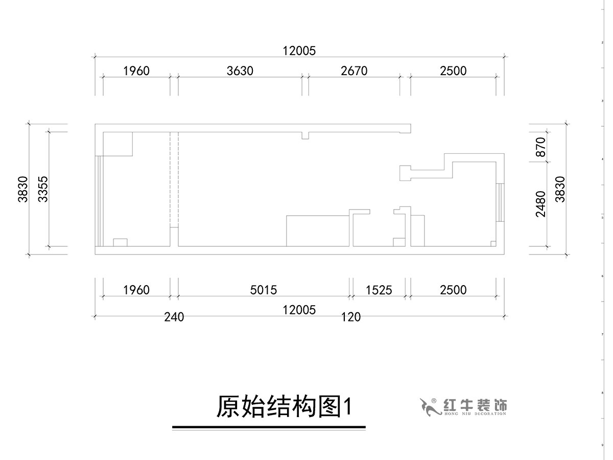 朱彦｜万科金色里程8-706-70㎡-简欧风格｜复式35+35㎡｜2室2厅1卫｜定制家￥120000｜全包12万｜00_01原始结构图1