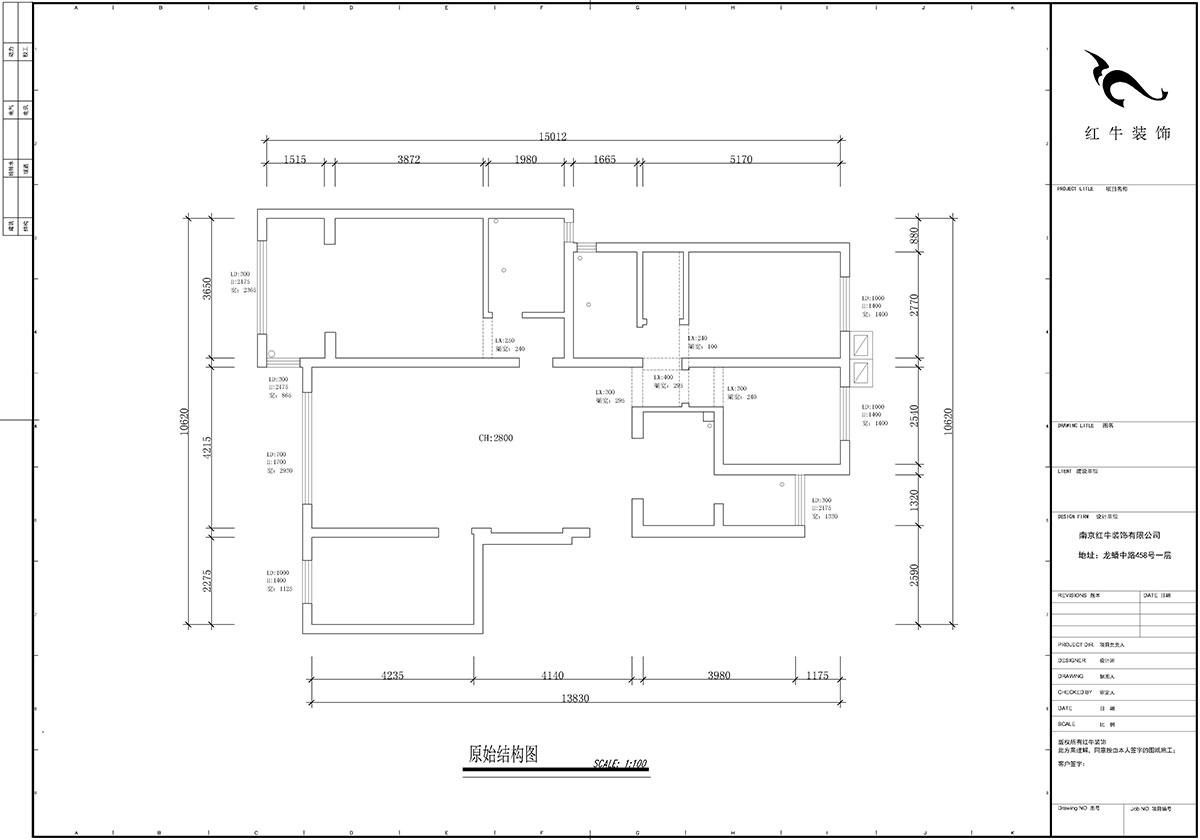 【實(shí)景案例】蔣?。辖饢|郡2-302-135㎡-現(xiàn)代風(fēng)格｜4室2廳2衛(wèi)｜定制家￥190562｜全包23萬(wàn)｜00_01原始結(jié)構(gòu)圖