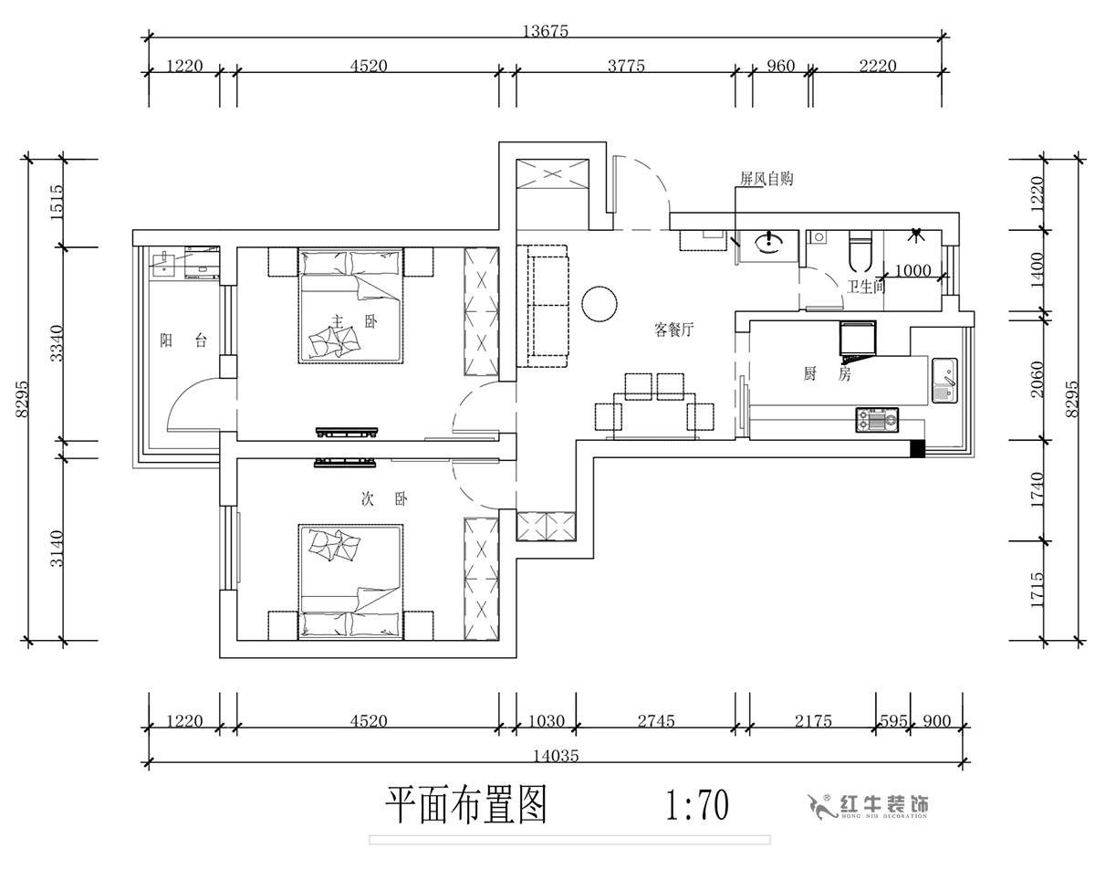 蔣琛｜安泰村21-401-80㎡-現(xiàn)代簡(jiǎn)約風(fēng)格｜2室1廳1衛(wèi)｜舊房裝修｜定制家￥126767｜全包12萬(wàn)｜00_02平面布置圖
