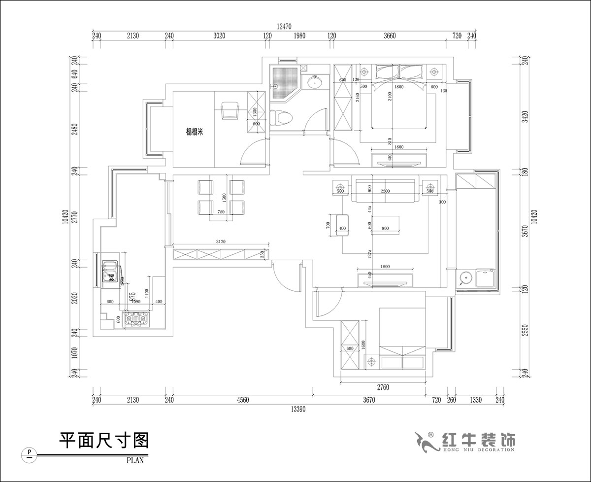 張桐瑋｜恒大林溪郡13-1001-99㎡-簡(jiǎn)歐風(fēng)格｜3室1廳1衛(wèi)｜新房裝修｜定制家￥122000｜全包13萬｜00_03家具尺寸圖